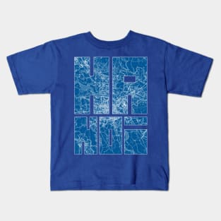 Hanoi, Vietnam City Map Typography - Blueprint Kids T-Shirt